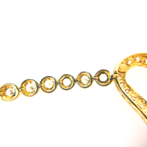 Gold Tone Heart Bracelet Cubic Zirconia 6.5" Marked ATI 925 Thai - Picture 12 of 16